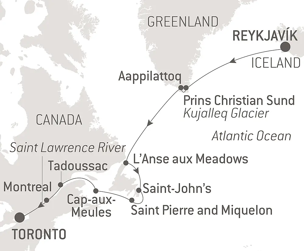 Exploration from Greenland to Canada via Saint Pierre and Miquelon