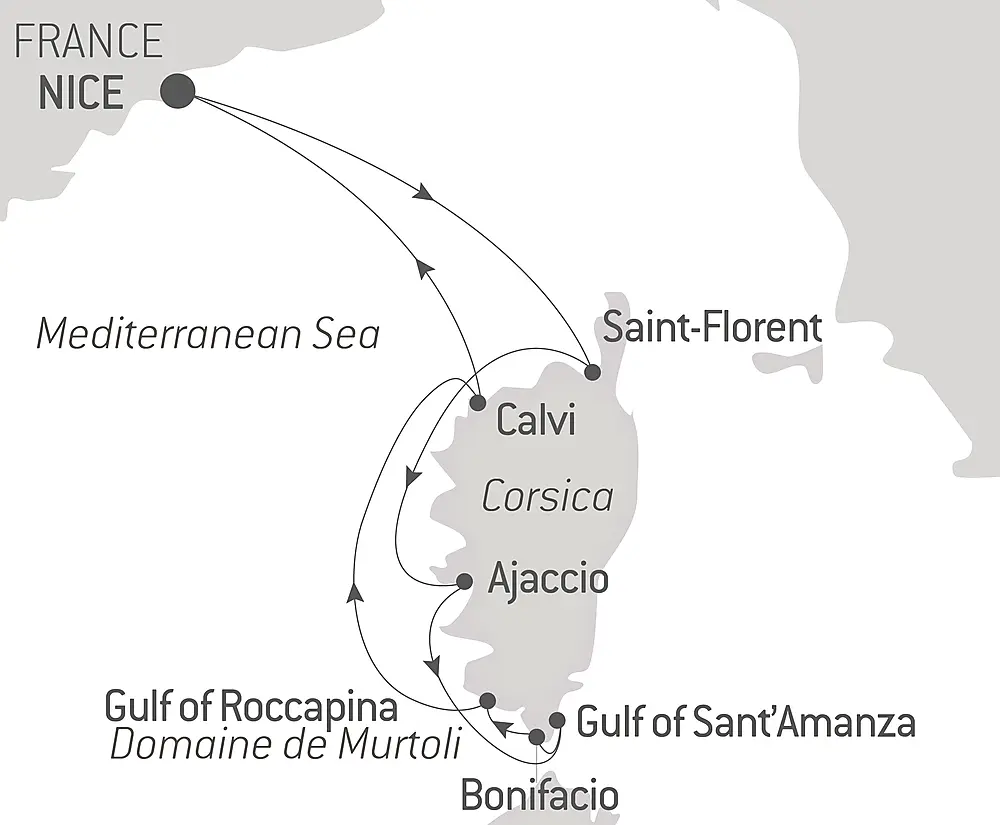 Corsican shores, under Sail Aboard Le Ponant