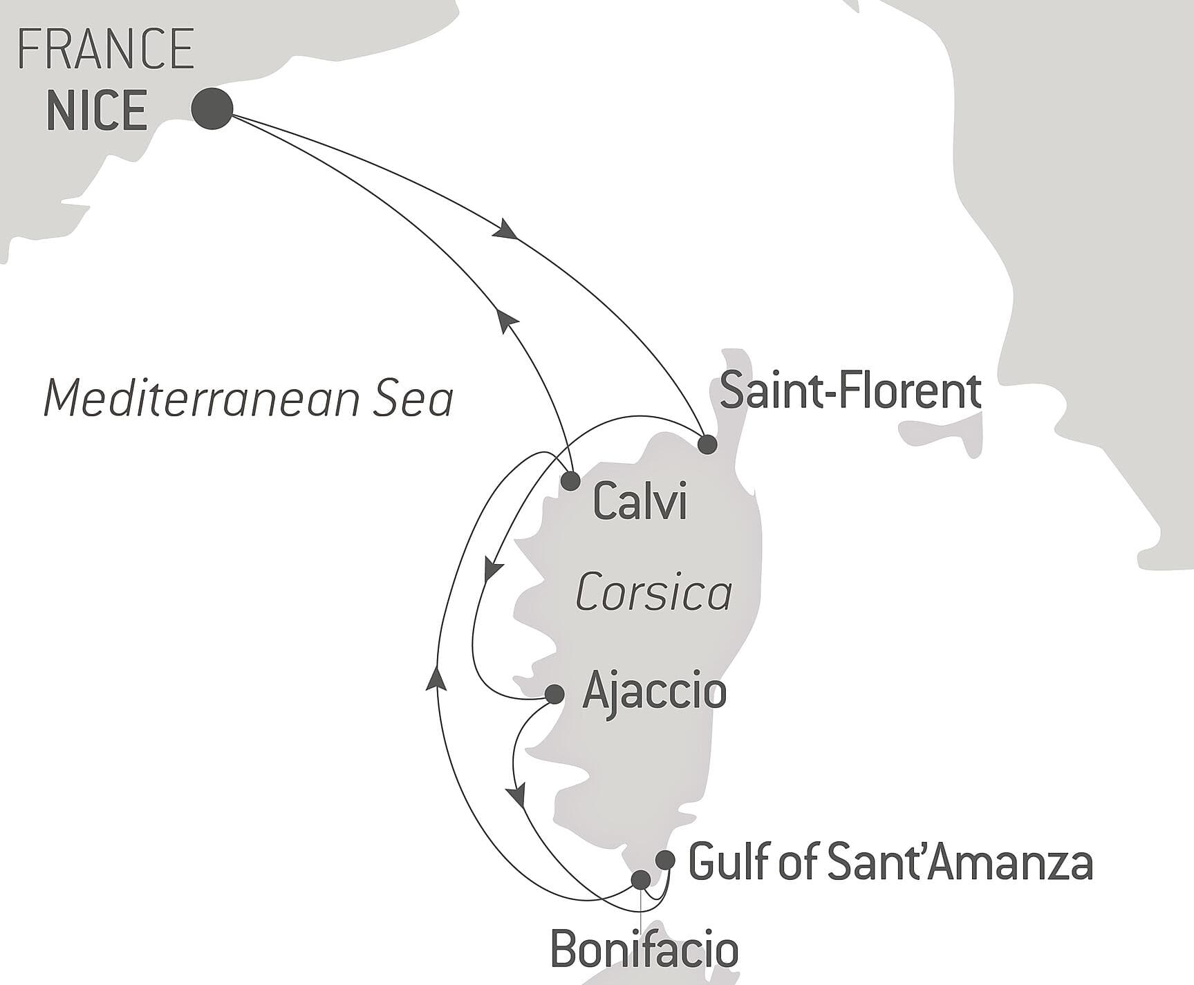 Corsican shores, under Sail Aboard Le Ponant