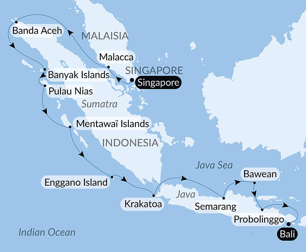 Islands, cities and volcanoes of Indonesia