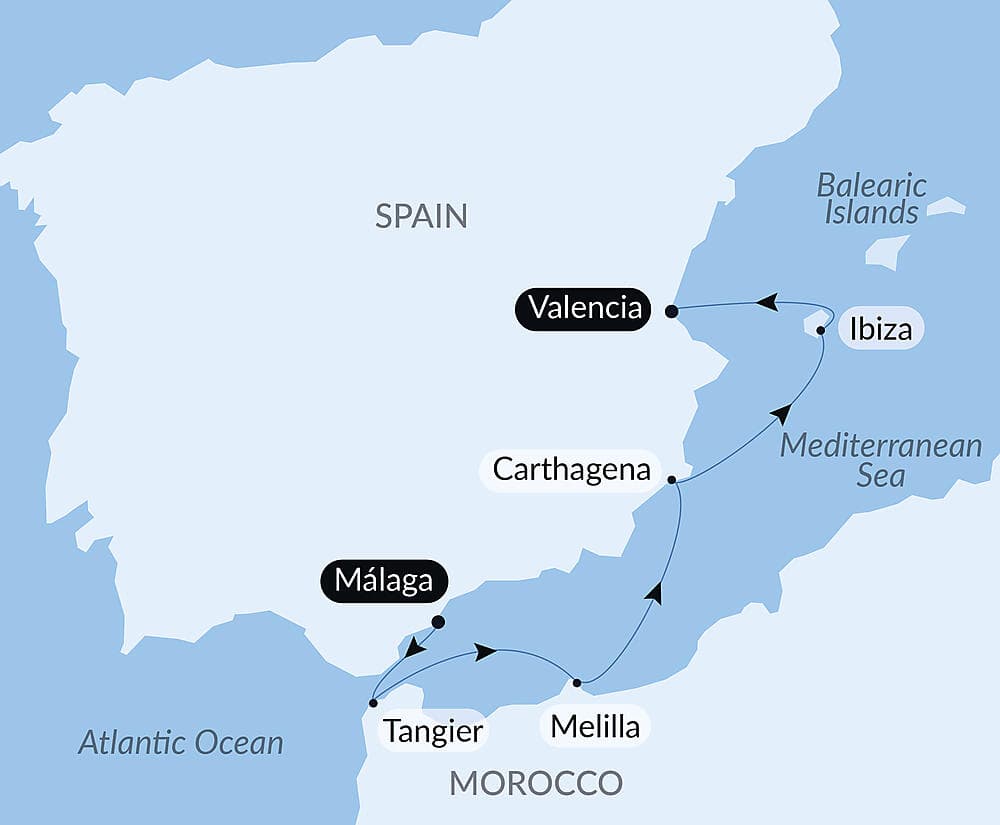 Iberian Peninsula, Balearic Islands and Moroccan shores