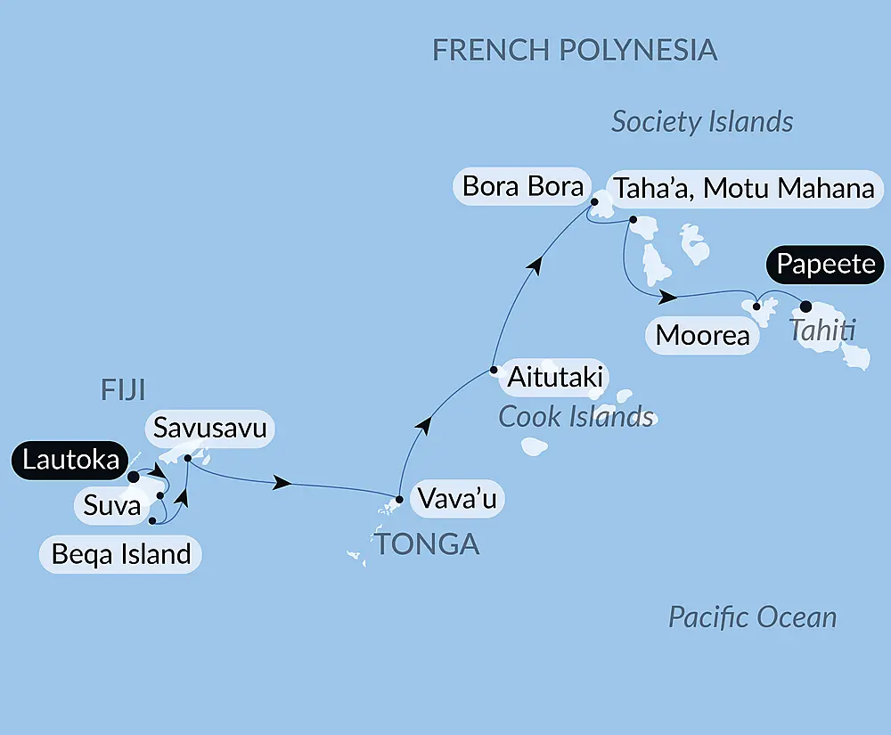 Fiji, Tonga, Cook Islands and Society Islands